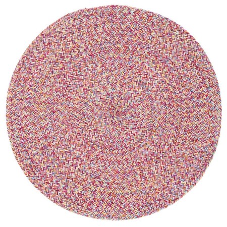 Flowers First 4 x 4 ft. Braided Contemporary Round Rug; Pink & Yellow FL1881734